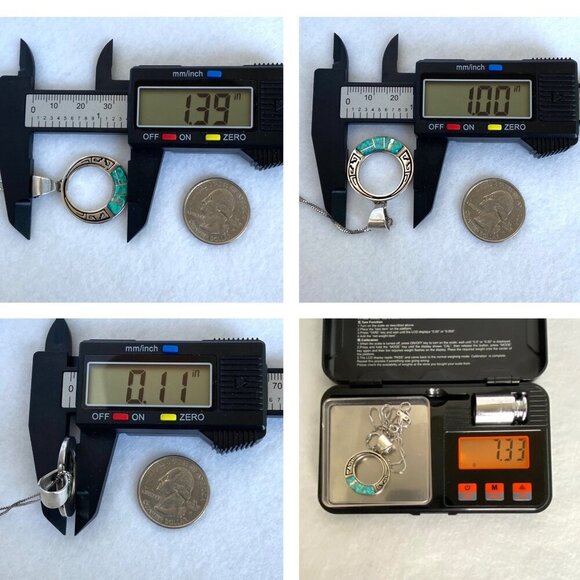 VTG Sterling Silver 925 Navajo Opal Inlay Southwest Style Pendant Necklace 18" - Picture 10 of 16